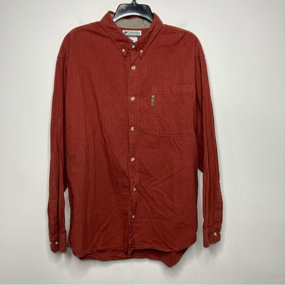 Vintage Columbia button down‎ shirt rust color size XL